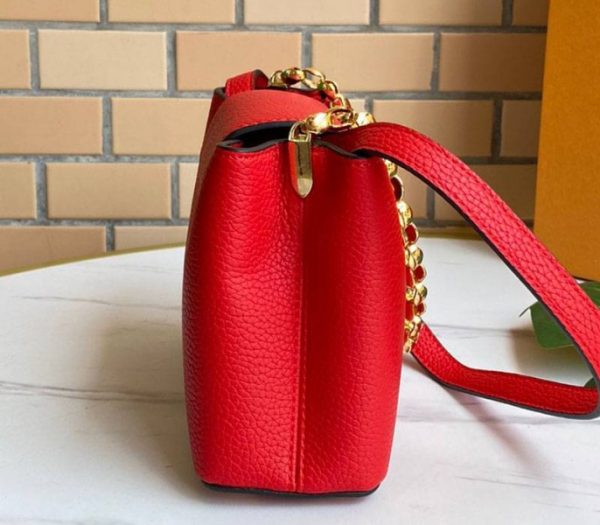 Replica Louis Vuitton Capucines Mini Chain Bag In Red - Image 4