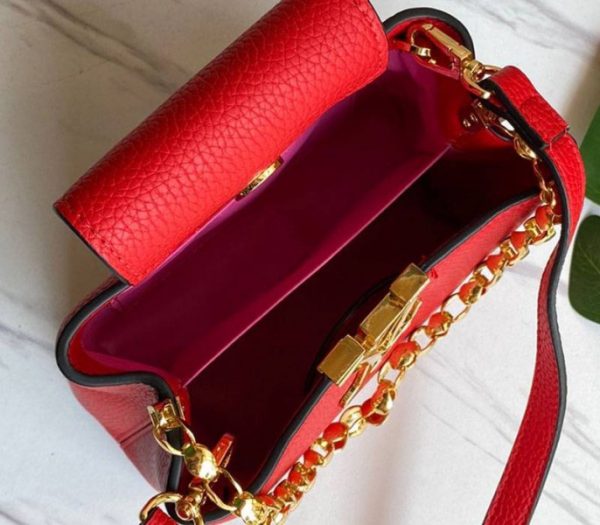 Replica Louis Vuitton Capucines Mini Chain Bag In Red - Image 6