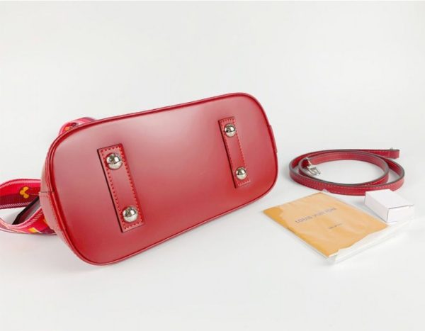 Replica Louis Vuitton Epi Leather Alma BB Handbag In Red With Jacquard Strap - Image 5