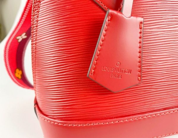 Replica Louis Vuitton Epi Leather Alma BB Handbag In Red With Jacquard Strap - Image 8