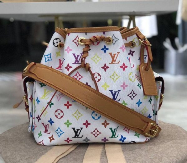 Replica Louis Vuitton White Murakami Petit Noe Bag