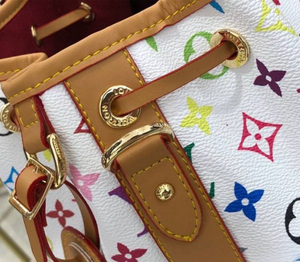 Replica Louis Vuitton White Murakami Petit Noe Bag - Image 7