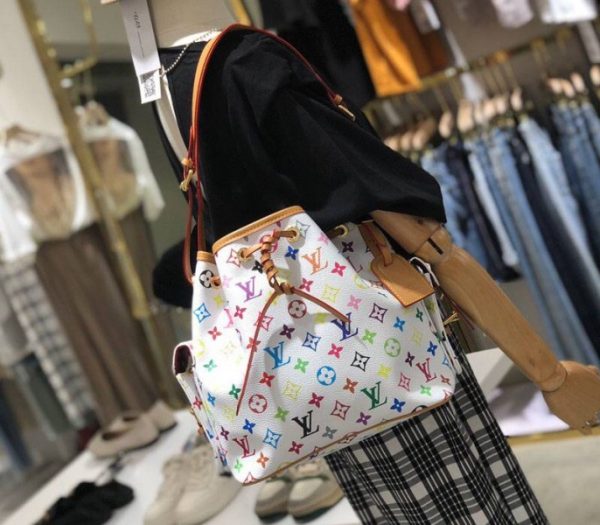 Replica Louis Vuitton White Murakami Petit Noe Bag - Image 9