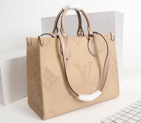 Replica Louis Vuitton Monogram Empreinte Giant Onthego MM Bag In Beige - Image 2