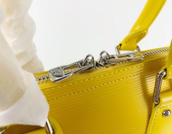 Replica Louis Vuitton Epi Leather Alma PM Handbag In Cedrat Yellow With Jacquard Strap - Image 9