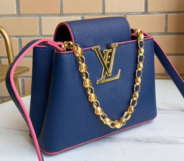 Replica Louis Vuitton Capucines Mini Chain Bag In Navy Blue