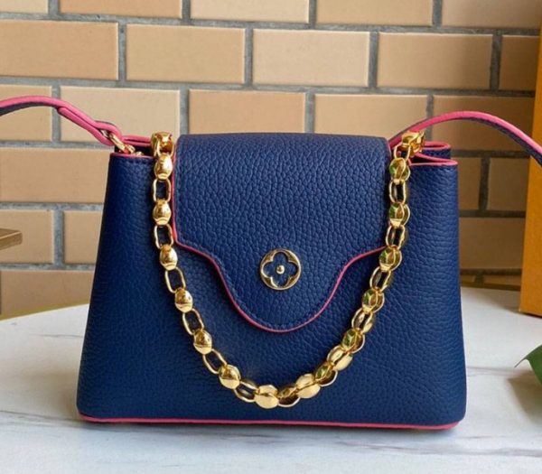 Replica Louis Vuitton Capucines Mini Chain Bag In Navy Blue - Image 2