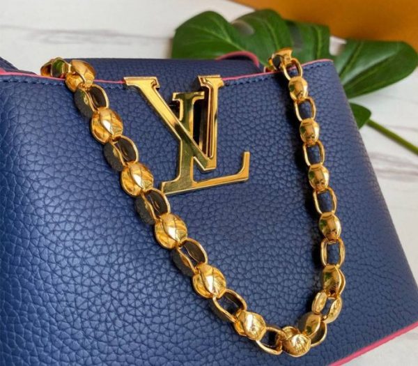 Replica Louis Vuitton Capucines Mini Chain Bag In Navy Blue - Image 3