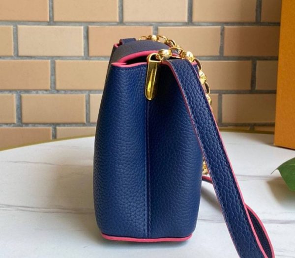 Replica Louis Vuitton Capucines Mini Chain Bag In Navy Blue - Image 4