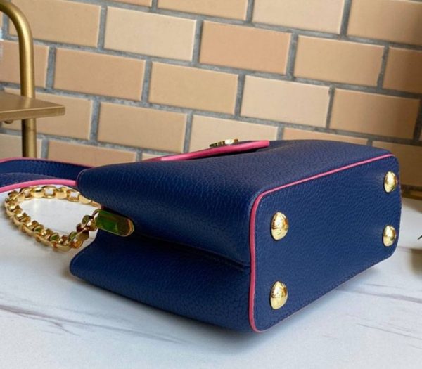 Replica Louis Vuitton Capucines Mini Chain Bag In Navy Blue - Image 6