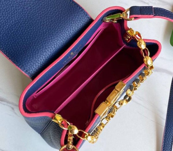 Replica Louis Vuitton Capucines Mini Chain Bag In Navy Blue - Image 7