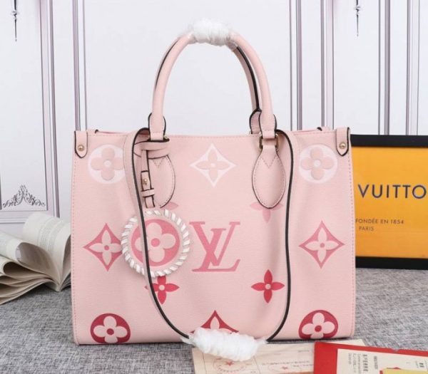 Replica Louis Vuitton Monogram Empreinte Leather Onthego MM Bag In Pink