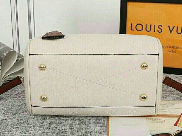 Replica Louis Vuitton Monogram Empreinte Speedy Bandouliere 25 Handbag In Cream - Image 4