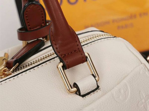 Replica Louis Vuitton Monogram Empreinte Speedy Bandouliere 25 Handbag In Cream - Image 7