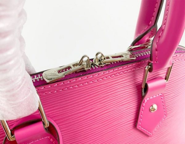 Replica Louis Vuitton Epi Leather Alma PM Handbag In Pondichery Pink With Jacquard Strap - Image 7