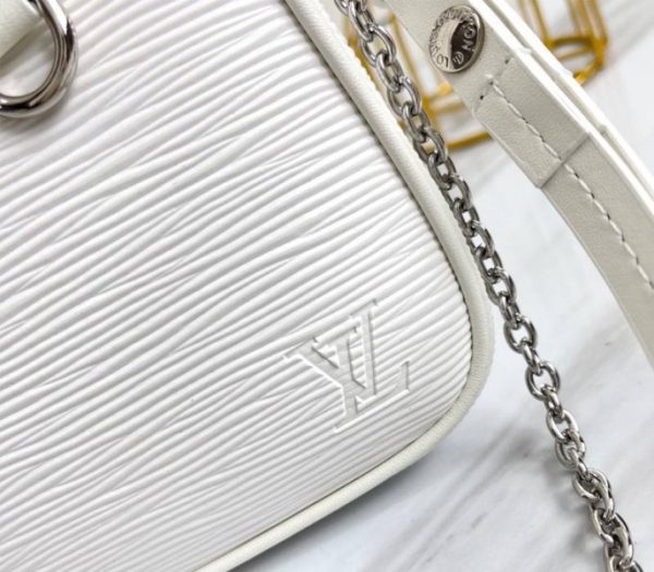 Replica Louis Vuitton Epi Leather Easy Pouch On Strap In Quartz White - Image 9