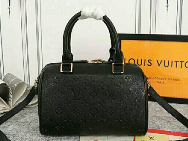 Replica Louis Vuitton Monogram Empreinte Speedy Bandouliere 25 Handbag In Black - Image 3