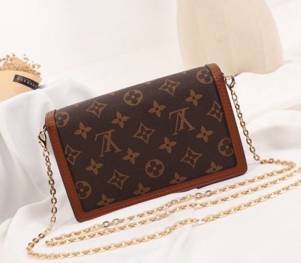 Replica Louis Vuitton Monogram Reverse Canvas Dauphine Chain Wallet - Image 3