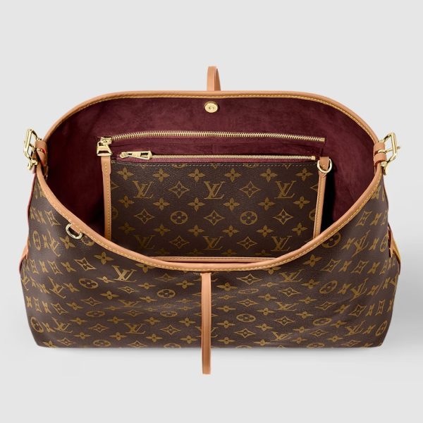 Louis Vuitton CarryAll PM Handbag M46203 LV CarryAll Monogram Canvas Bag With Natural Leather Trim - Image 7