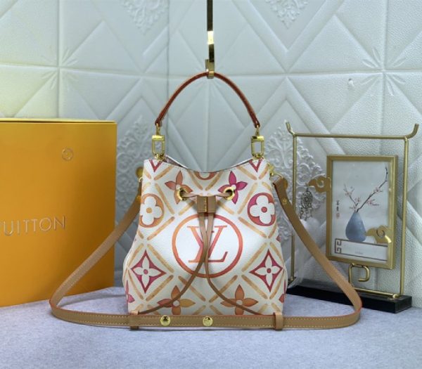 Replica Louis Vuitton LV By The Pool Monogram Tiles Canvas NeoNoe BB Bag In Coral