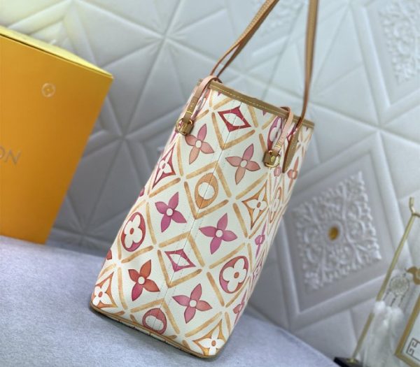 Replica Louis Vuitton LV By The Pool Monogram Tiles Canvas Neverfull MM Tote In Coral - Image 5