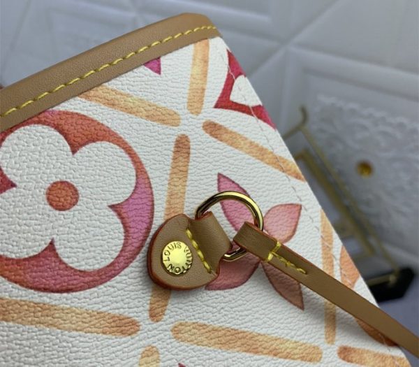 Replica Louis Vuitton LV By The Pool Monogram Tiles Canvas Neverfull MM Tote In Coral - Image 7