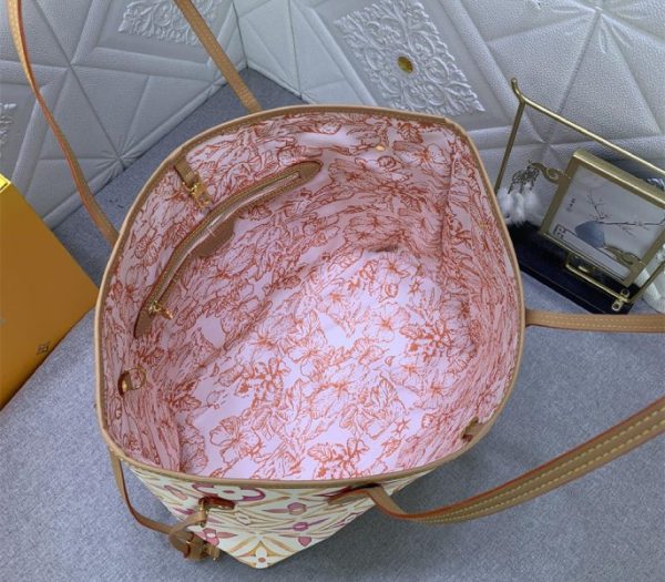 Replica Louis Vuitton LV By The Pool Monogram Tiles Canvas Neverfull MM Tote In Coral - Image 8