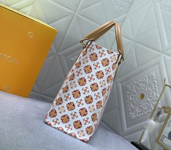 Replica Louis Vuitton LV By The Pool Monogram Tiles Canvas Onthego MM Tote In Coral - Image 4