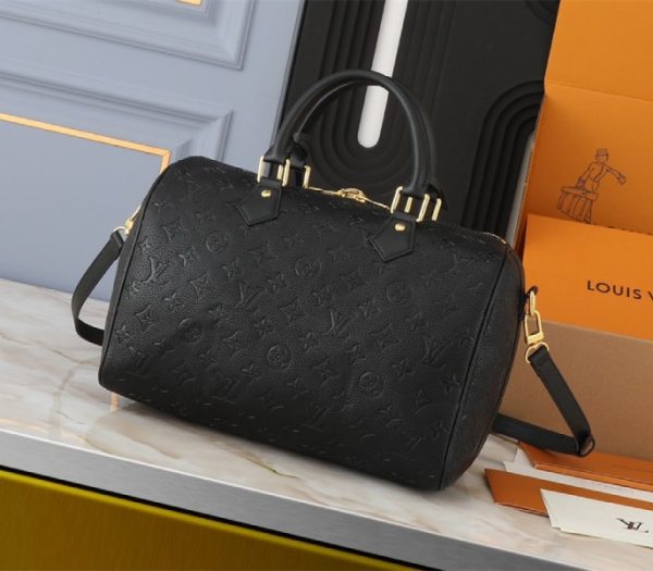 Replica Louis Vuitton Monogram Empreinte Speedy Soft 30 Handbag In Black - Image 2