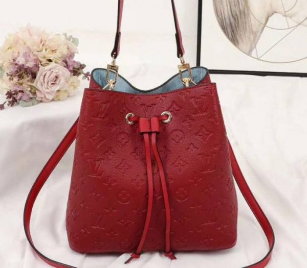 Replica Louis Vuitton Monogram Empreinte NeoNoe MM Bag In Red