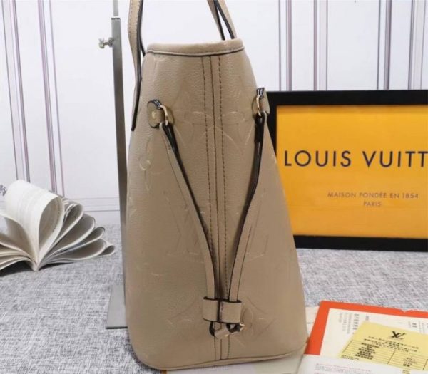 Replica Louis Vuitton Monogram Empreinte Neverfull MM Tote In Beige - Image 4