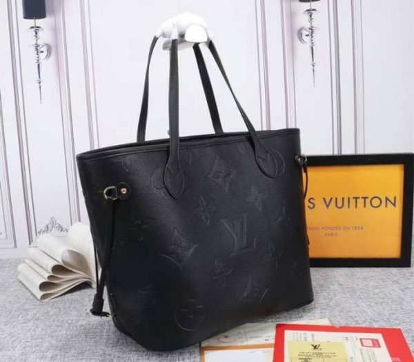 Replica Louis Vuitton Monogram Empreinte Neverfull MM Tote In Black - Image 2