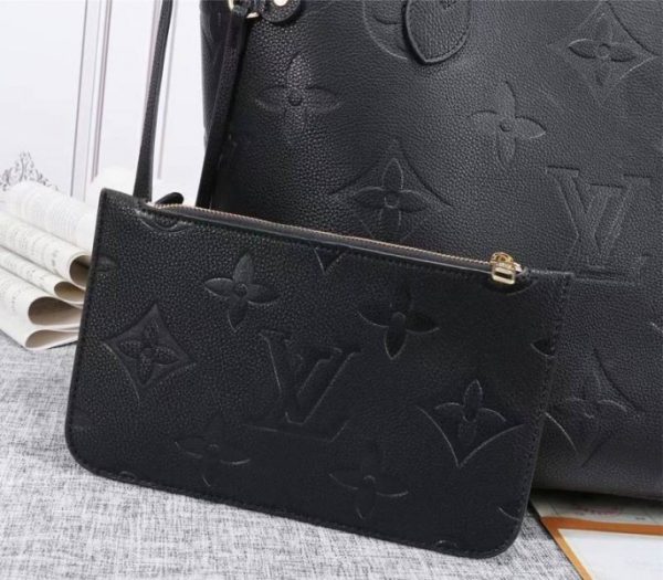 Replica Louis Vuitton Monogram Empreinte Neverfull MM Tote In Black - Image 3