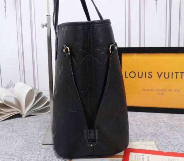 Replica Louis Vuitton Monogram Empreinte Neverfull MM Tote In Black - Image 4