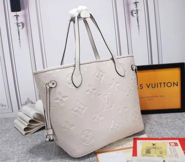 Replica Louis Vuitton Monogram Empreinte Neverfull MM Tote In Cream - Image 2