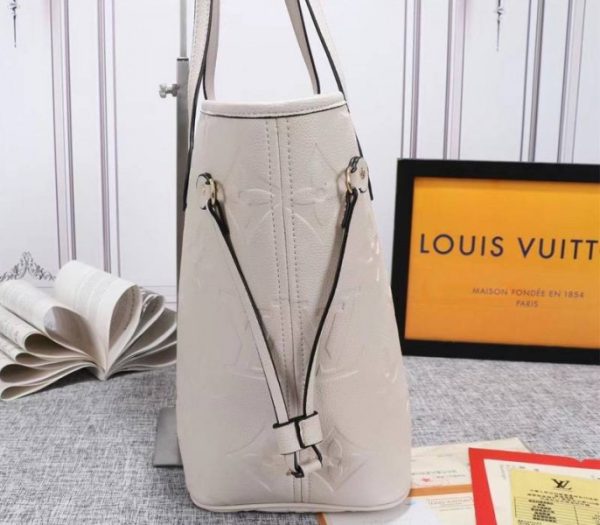 Replica Louis Vuitton Monogram Empreinte Neverfull MM Tote In Cream - Image 4