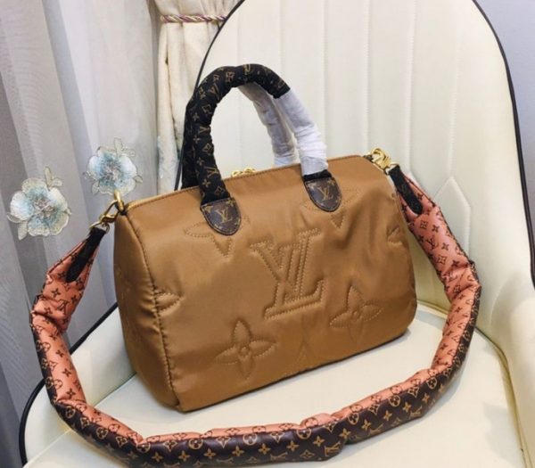 Replica Louis Vuitton Econyl Regenerated Nylon Speedy Bandouliere 30 Handbag In Beige - Image 2