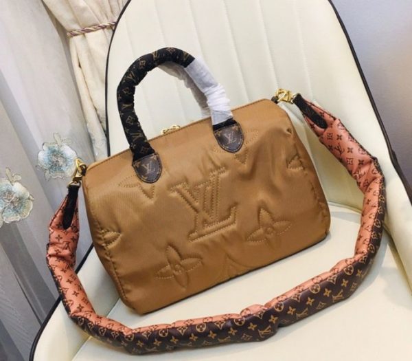 Replica Louis Vuitton Econyl Regenerated Nylon Speedy Bandouliere 30 Handbag In Beige - Image 3