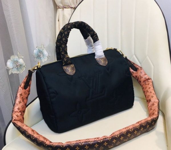 Replica Louis Vuitton Econyl Regenerated Nylon Speedy Bandouliere 30 Handbag In Black - Image 3