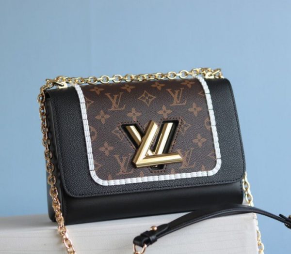 Replica Louis Vuitton Twist MM Canvas Trompe loeil Braid Bag In Black