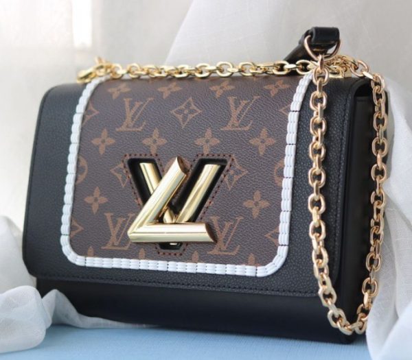 Replica Louis Vuitton Twist MM Canvas Trompe loeil Braid Bag In Black - Image 3