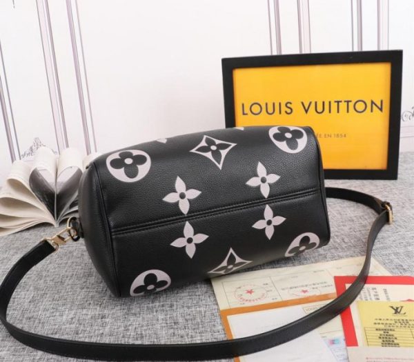 Replica Louis Vuitton Bicolor Monogram Empreinte Leather Speedy Bandouliere 25 Handbag In Black And Lilac - Image 4