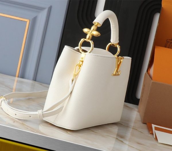 Replica Louis Vuitton Capucines BB Handbag In Quartz White - Image 3