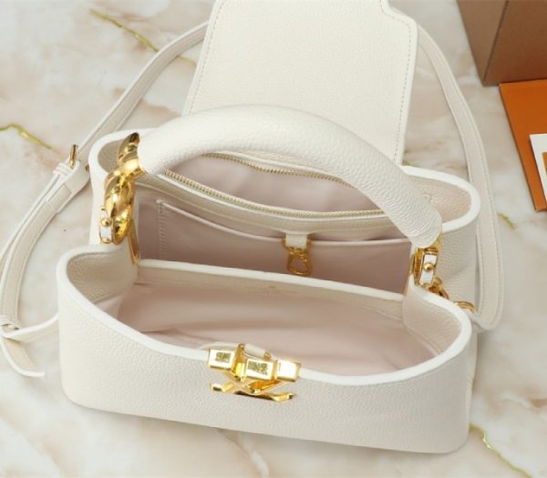 Replica Louis Vuitton Capucines BB Handbag In Quartz White - Image 5