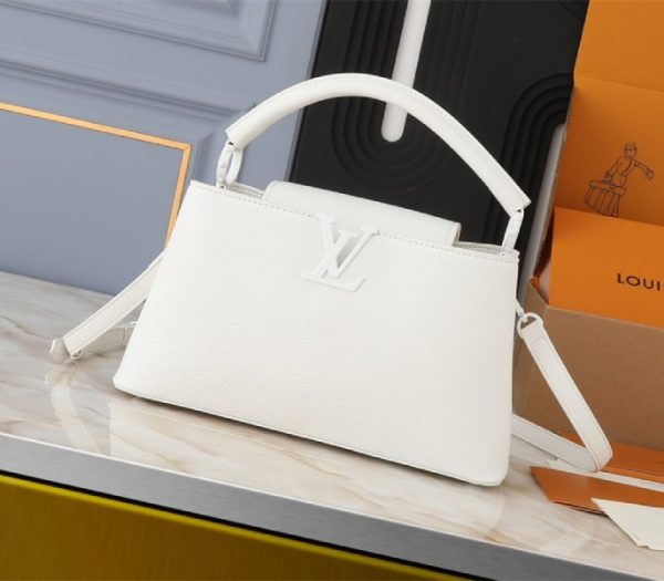 Replica Louis Vuitton Capucines East-West MM Handbag In All Optic White