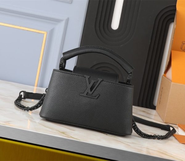 Replica Louis Vuitton Capucines East-West Mini Handbag In All Black