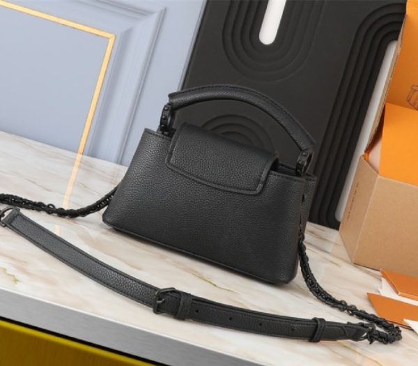 Replica Louis Vuitton Capucines East-West Mini Handbag In All Black - Image 2