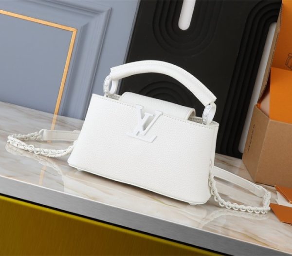 Replica Louis Vuitton Capucines East-West Mini Handbag In Optic White