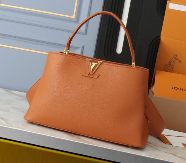 Replica Louis Vuitton Capucines GM Souple Handbag In Cognac Brown