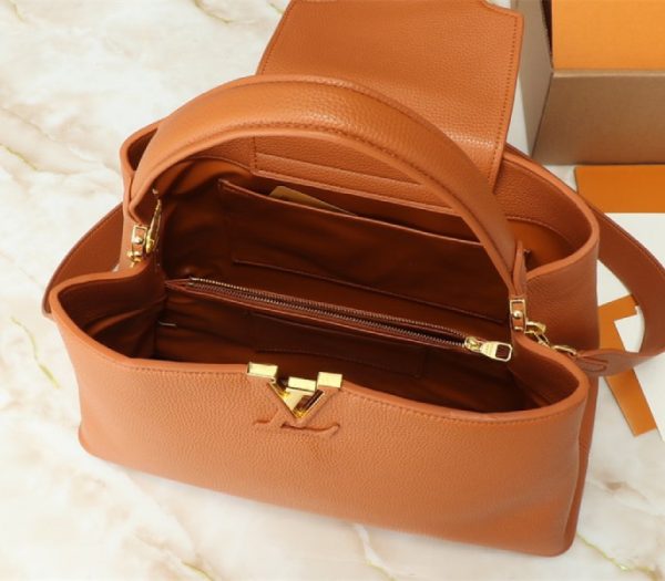 Replica Louis Vuitton Capucines GM Souple Handbag In Cognac Brown - Image 5